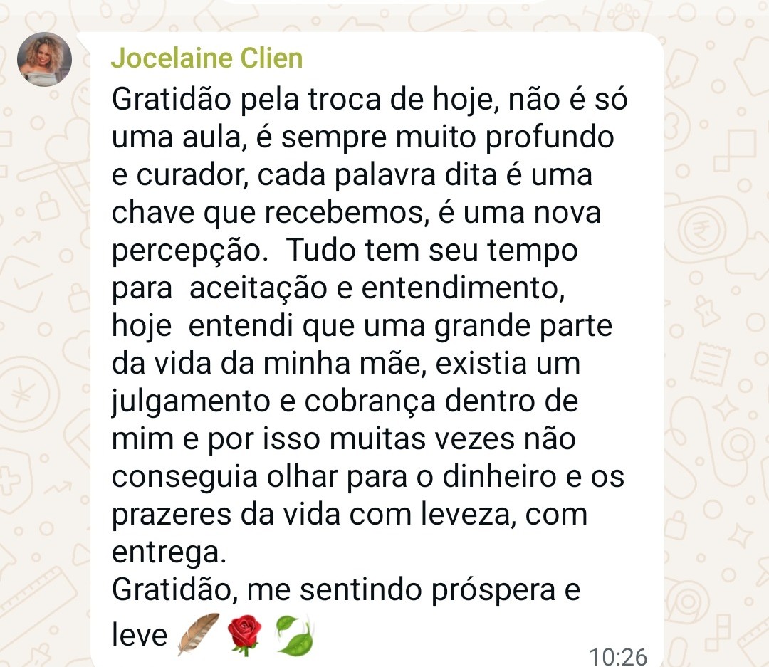 Depoimento de uma participante do Instituto Raízes da Prosperidade